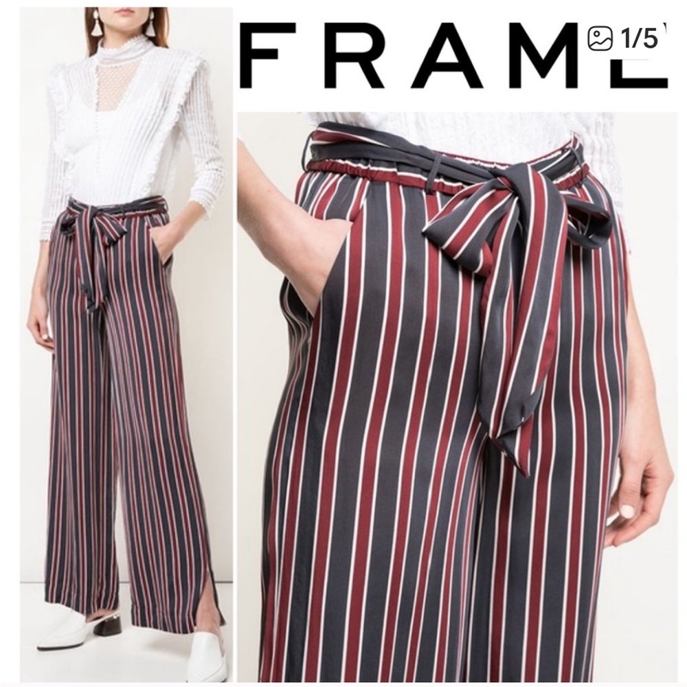 Frame Stripe Side Slit Easy Pant Small